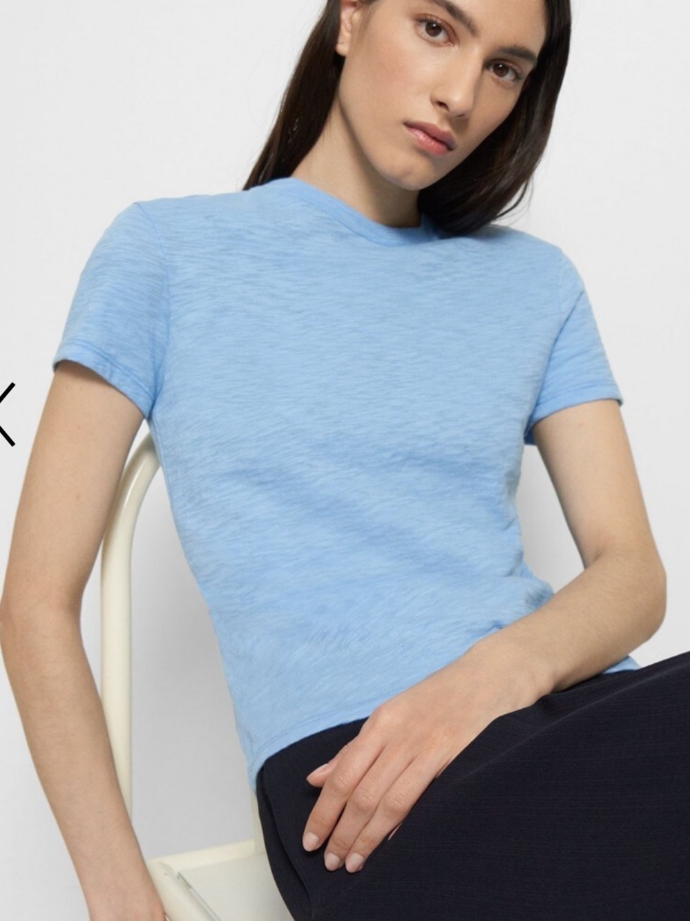 Theory Cotton Slub Tiny Tee in Light Blue